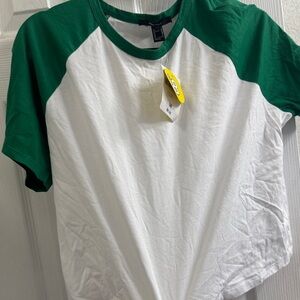Forever 21 Green and White Short Sleeve Tee